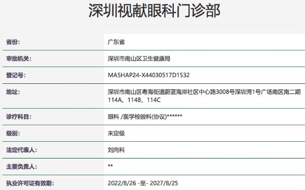 深圳视献眼科门诊部
