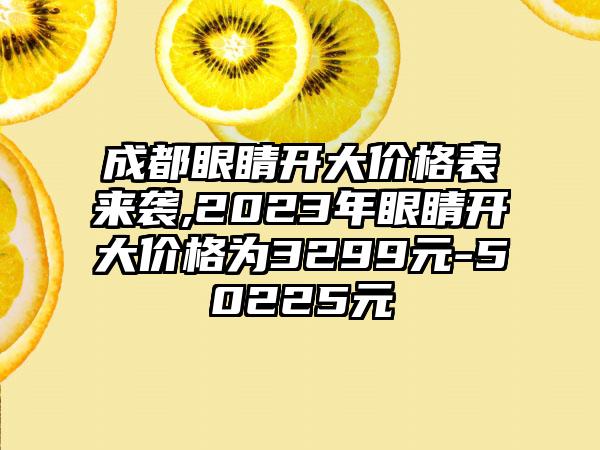 成都眼睛开大价格表来袭,2023年眼睛开大价格为3299元-50225元