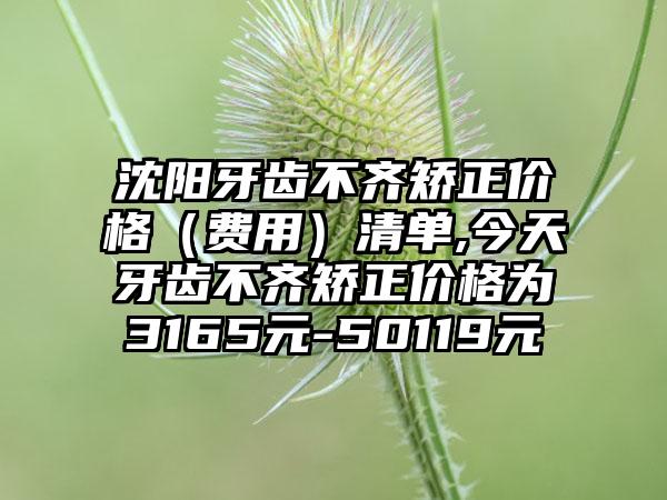 沈阳牙齿不齐矫正价格（费用）清单,今天牙齿不齐矫正价格为3165元-50119元