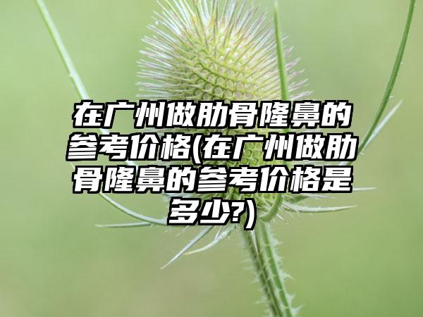 在广州做肋骨隆鼻的参考价格(在广州做肋骨隆鼻的参考价格是多少?)