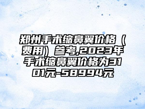 郑州手术缩鼻翼价格（费用）参考,2023年手术缩鼻翼价格为3101元-58994元