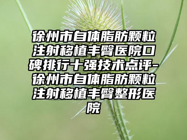 徐州市自体脂肪颗粒注射移植丰臀医院口碑排行十强技术点评-徐州市自体脂肪颗粒注射移植丰臀整形医院