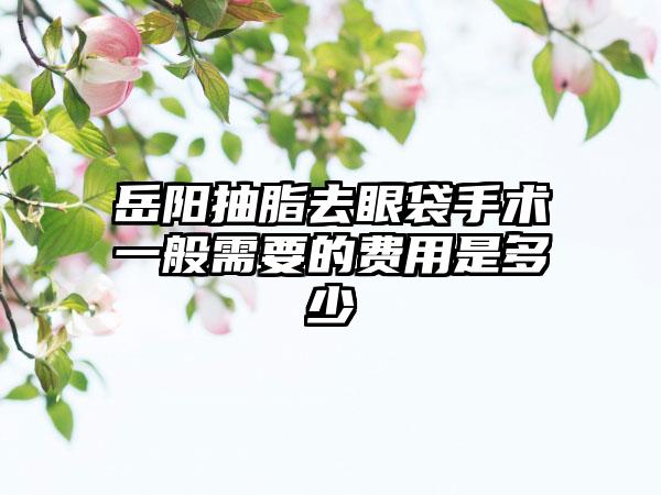 岳阳抽脂去眼袋手术一般需要的费用是多少