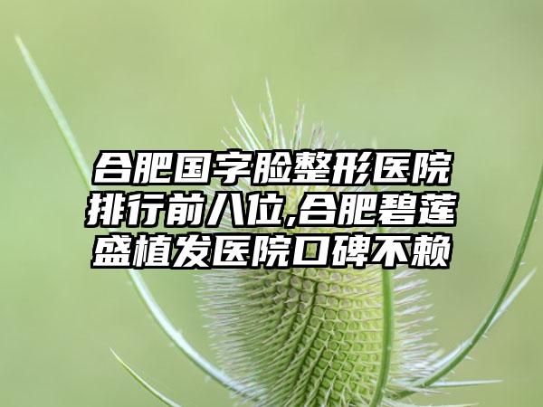 合肥国字脸整形医院排行前八位,合肥碧莲盛植发医院口碑不赖