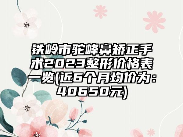 铁岭市驼峰鼻矫正手术2023整形价格表一览(近6个月均价为：40650元)