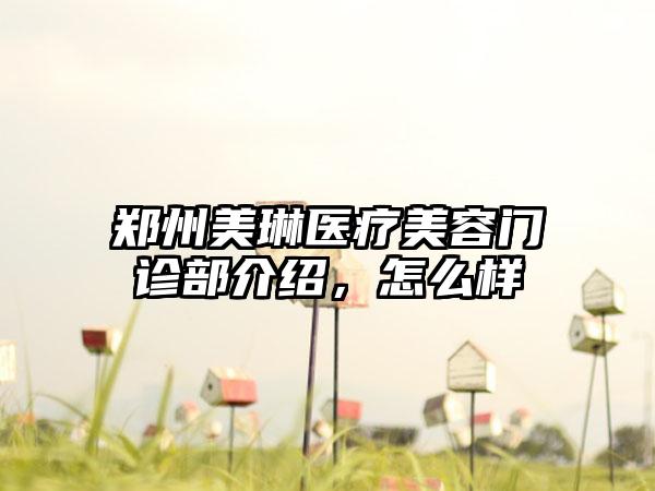 郑州美琳医疗美容门诊部介绍，怎么样
