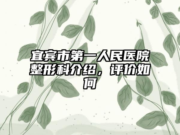 宜宾市第一人民医院整形科介绍，评价如何