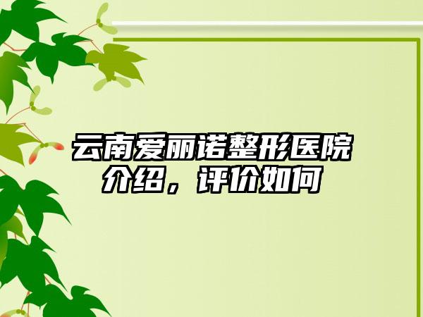 云南爱丽诺整形医院介绍，评价如何
