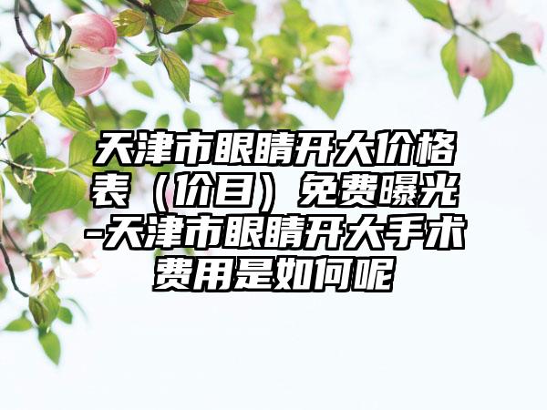 天津市眼睛开大价格表（价目）免费曝光-天津市眼睛开大手术费用是如何呢