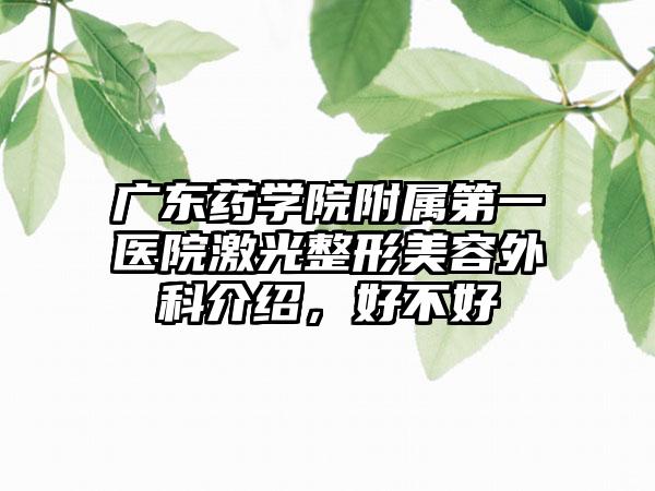 广东药学院附属第一医院激光整形美容外科介绍，好不好