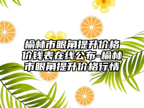 榆林市眼角提升价格价钱表在线公布-榆林市眼角提升价格行情