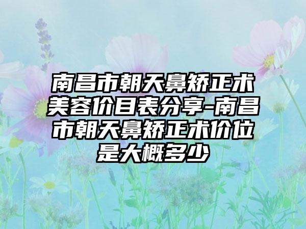 南昌市朝天鼻矫正术美容价目表分享-南昌市朝天鼻矫正术价位是大概多少