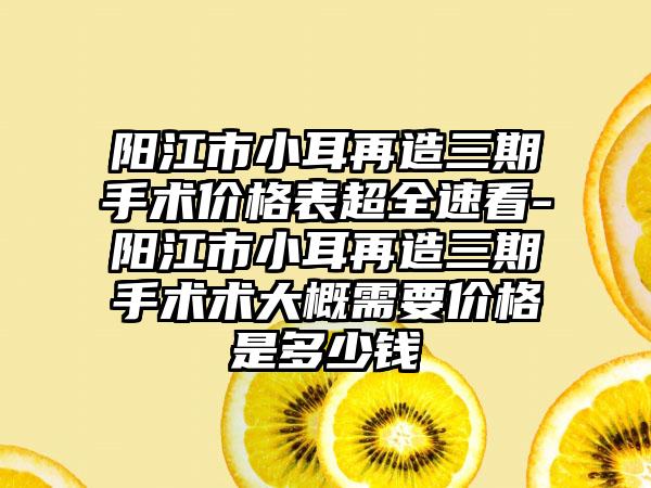 阳江市小耳再造三期手术价格表超全速看-阳江市小耳再造三期手术术大概需要价格是多少钱