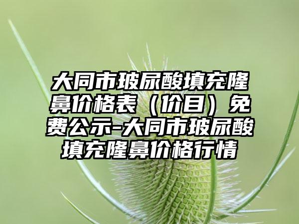 大同市玻尿酸填充隆鼻价格表（价目）免费公示-大同市玻尿酸填充隆鼻价格行情