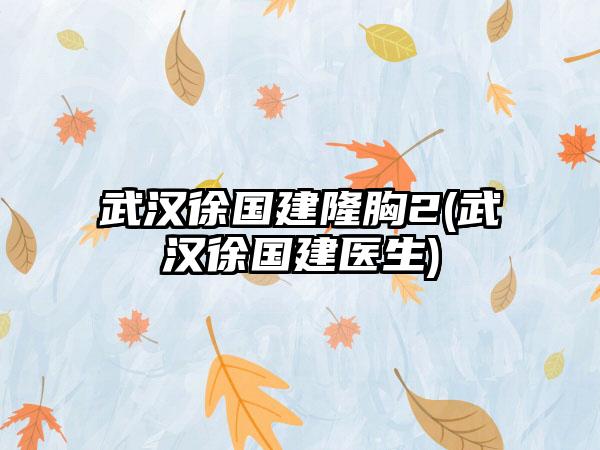 武汉徐国建隆胸2(武汉徐国建医生)