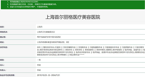 上海首尔丽格医疗美容医院资质