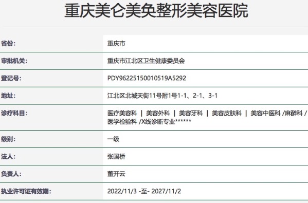 重庆美仑美奂整形美容医院