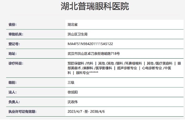 湖北普瑞眼科医院