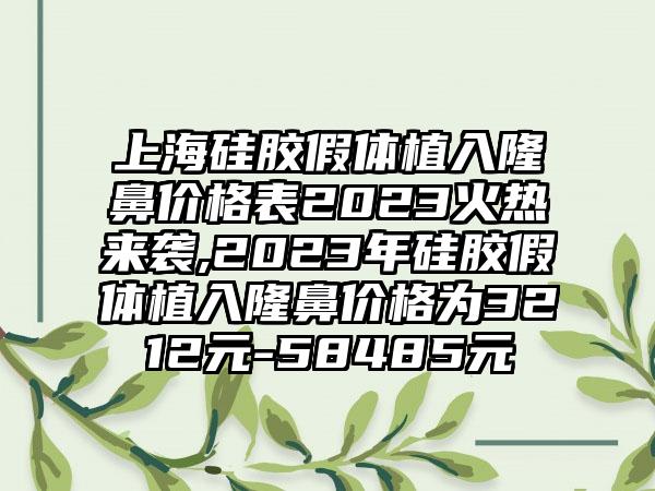 上海硅胶假体植入隆鼻价格表2023火热来袭,2023年硅胶假体植入隆鼻价格为3212元-58485元