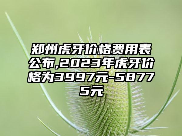 郑州虎牙价格费用表公布,2023年虎牙价格为3997元-58775元