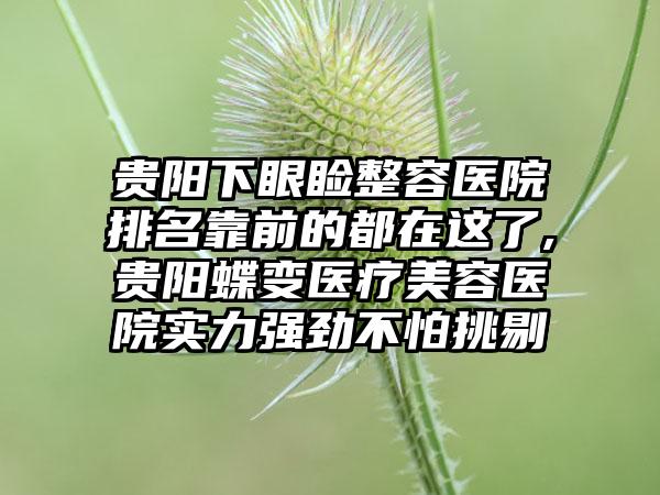 贵阳下眼睑整容医院排名靠前的都在这了,贵阳蝶变医疗美容医院实力强劲不怕挑剔