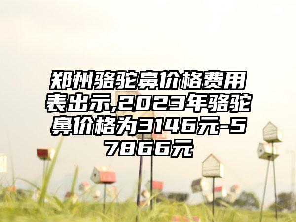 郑州骆驼鼻价格费用表出示,2023年骆驼鼻价格为3146元-57866元