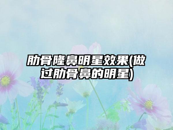 肋骨隆鼻明星成果(做过肋骨鼻的明星)