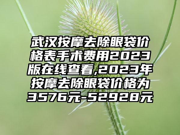 武汉按摩去除眼袋价格表手术费用2023版在线查看,2023年按摩去除眼袋价格为3576元-52928元