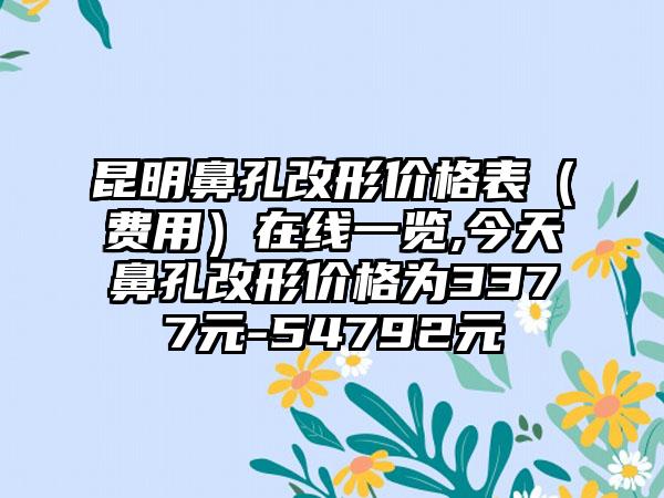 昆明鼻孔改形价格表（费用）在线一览,今天鼻孔改形价格为3377元-54792元