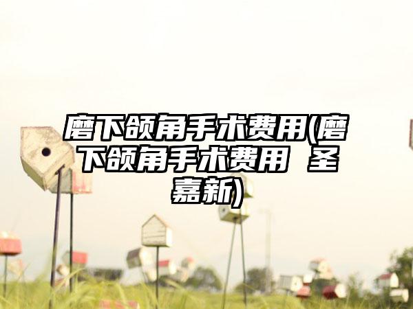 磨下颌角手术费用(磨下颌角手术费用 圣嘉新)