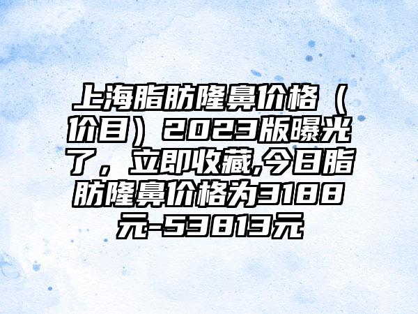 上海脂肪隆鼻价格（价目）2023版曝光了，立即收藏,今日脂肪隆鼻价格为3188元-53813元