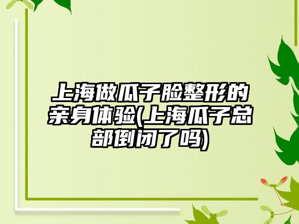 上海做瓜子脸整形的亲身体验(上海瓜子总部倒闭了吗)