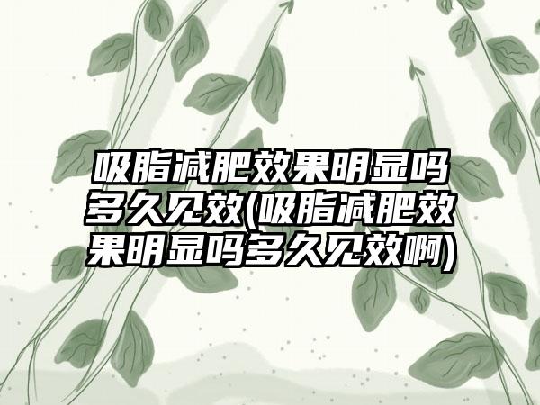 吸脂减肥成果明显吗多久见效(吸脂减肥成果明显吗多久见效啊)