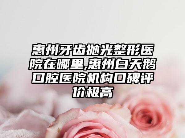 惠州牙齿抛光整形医院在哪里,惠州白天鹅口腔医院机构口碑评价极高