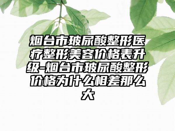 烟台市玻尿酸整形医疗整形美容价格表升级-烟台市玻尿酸整形价格为什么相差那么大