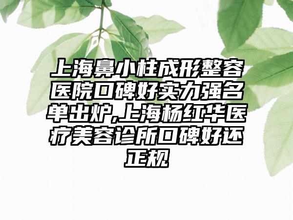 上海鼻小柱成形整容医院口碑好实力强名单出炉,上海杨红华医疗美容诊所口碑好还正规