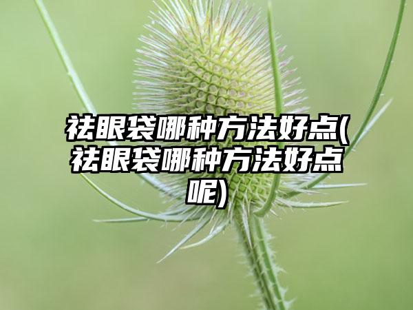 祛眼袋哪种方法好点(祛眼袋哪种方法好点呢)