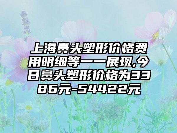 上海鼻头塑形价格费用明细等一一展现,今日鼻头塑形价格为3386元-54422元