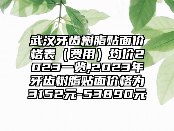 武汉牙齿树脂贴面价格表（费用）均价2023一览,2023年牙齿树脂贴面价格为3152元-53890元