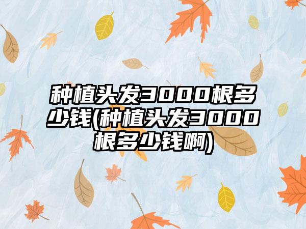 种植头发3000根多少钱(种植头发3000根多少钱啊)