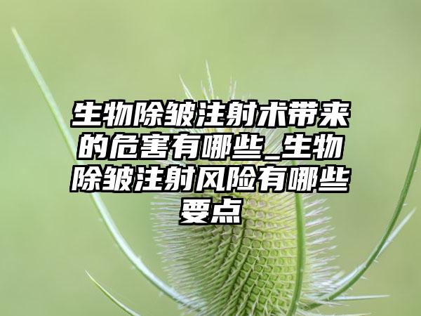 生物除皱注射术带来的危害有哪些_生物除皱注射风险有哪些要点