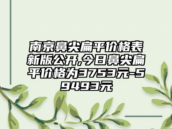 南京鼻尖扁平价格表新版公开,今日鼻尖扁平价格为3753元-59493元