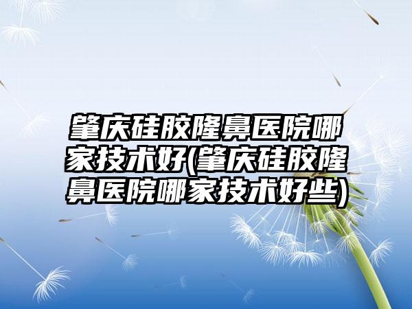 肇庆硅胶隆鼻医院哪家技术好(肇庆硅胶隆鼻医院哪家技术好些)