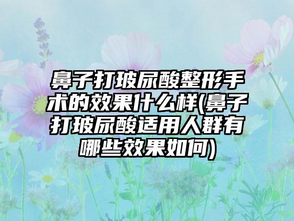 鼻子打玻尿酸整形手术的成果什么样(鼻子打玻尿酸适用人群有哪些成果如何)