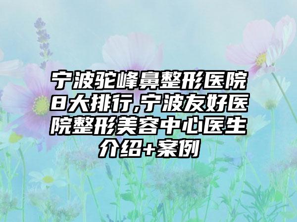 宁波驼峰鼻整形医院8大排行,宁波友好医院整形美容中心医生介绍+实例