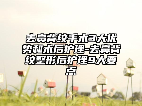 去鼻背纹手术3大优势和术后护理-去鼻背纹整形后护理9大要点