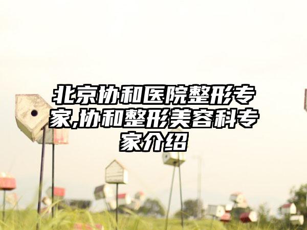 北京协和医院整形骨干医生,协和整形美容科骨干医生介绍