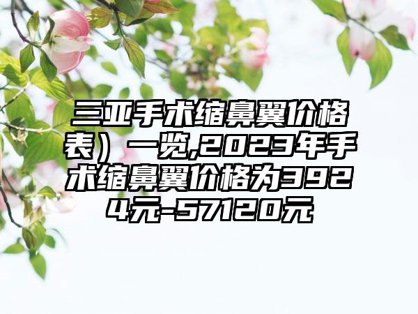 三亚手术缩鼻翼价格表）一览,2023年手术缩鼻翼价格为3924元-57120元