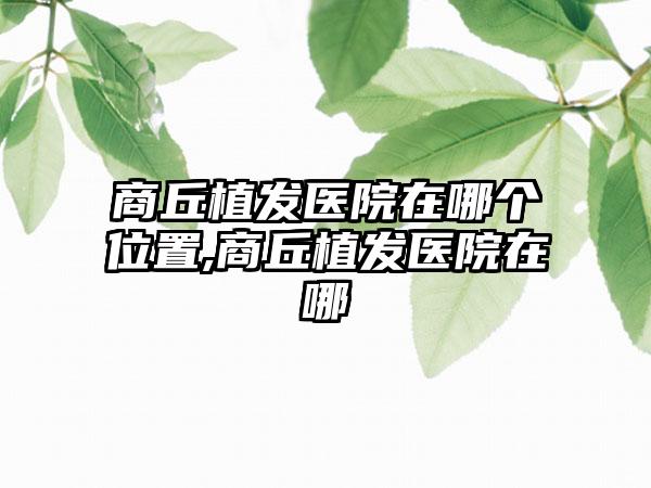 商丘植发医院在哪个位置,商丘植发医院在哪