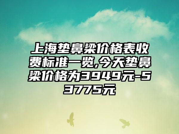 上海垫鼻梁价格表收费标准一览,今天垫鼻梁价格为3949元-53775元